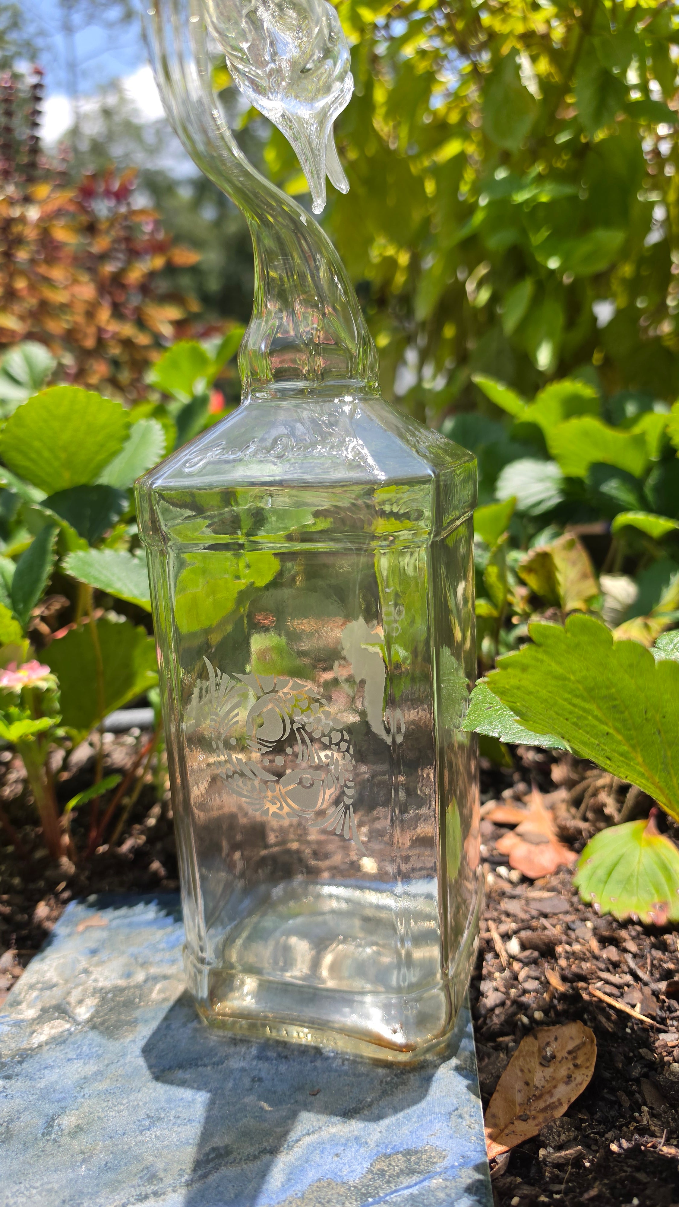 Jack Daniel's Marlin Bottle Sculpture – Handcrafted Whiskey Fishing Art