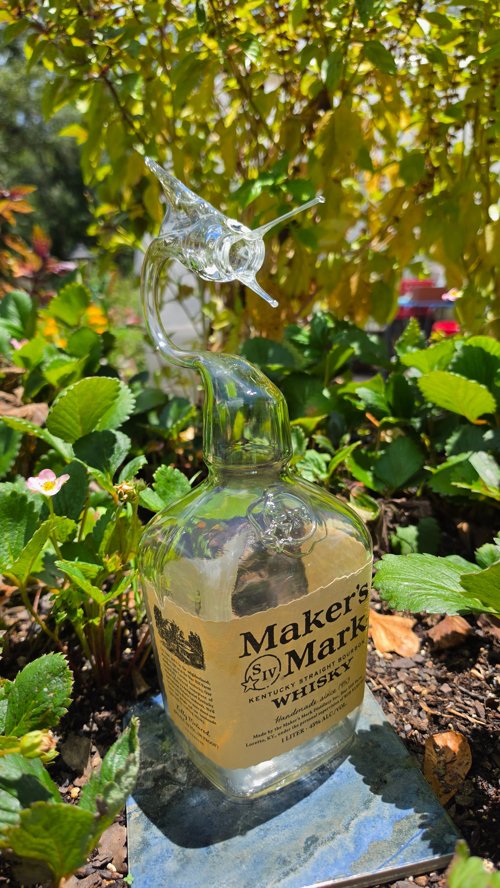 Maker's Mark Bourbon Marlin Bottle Sculpture – Handcrafted Spirits Art