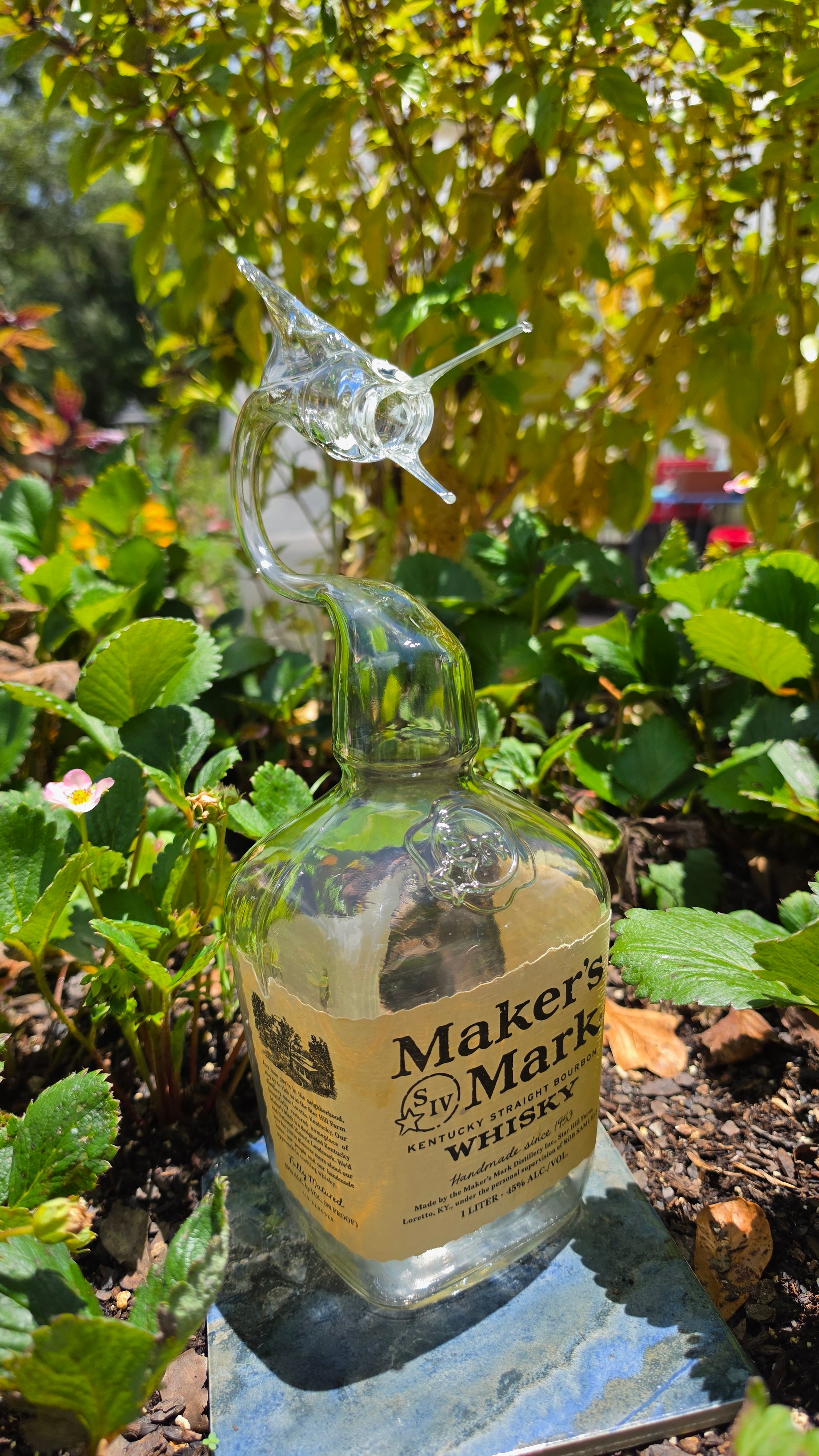 Maker's Mark Bourbon Marlin Bottle Sculpture – Handcrafted Spirits Art