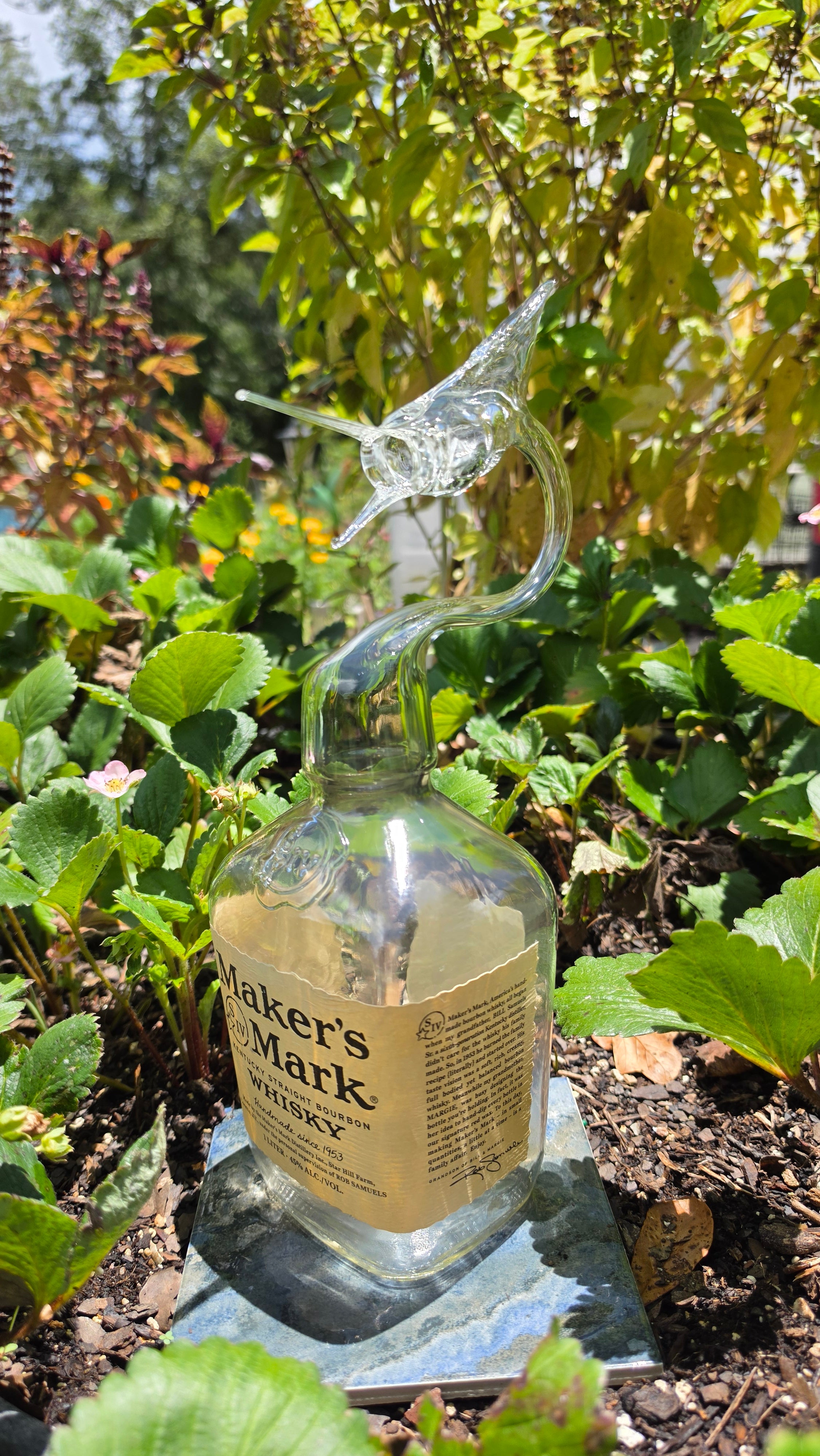 Maker's Mark Bourbon Marlin Bottle Sculpture – Handcrafted Spirits Art