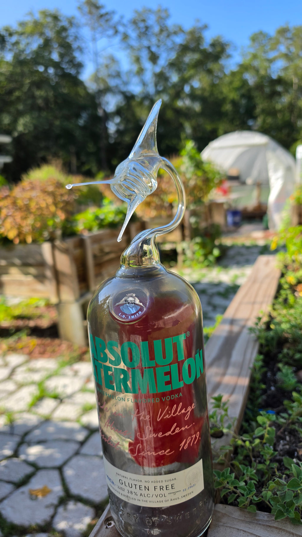 Strawberry Vodka Marlin Bottle Sculpture – Handcrafted Fishing Art