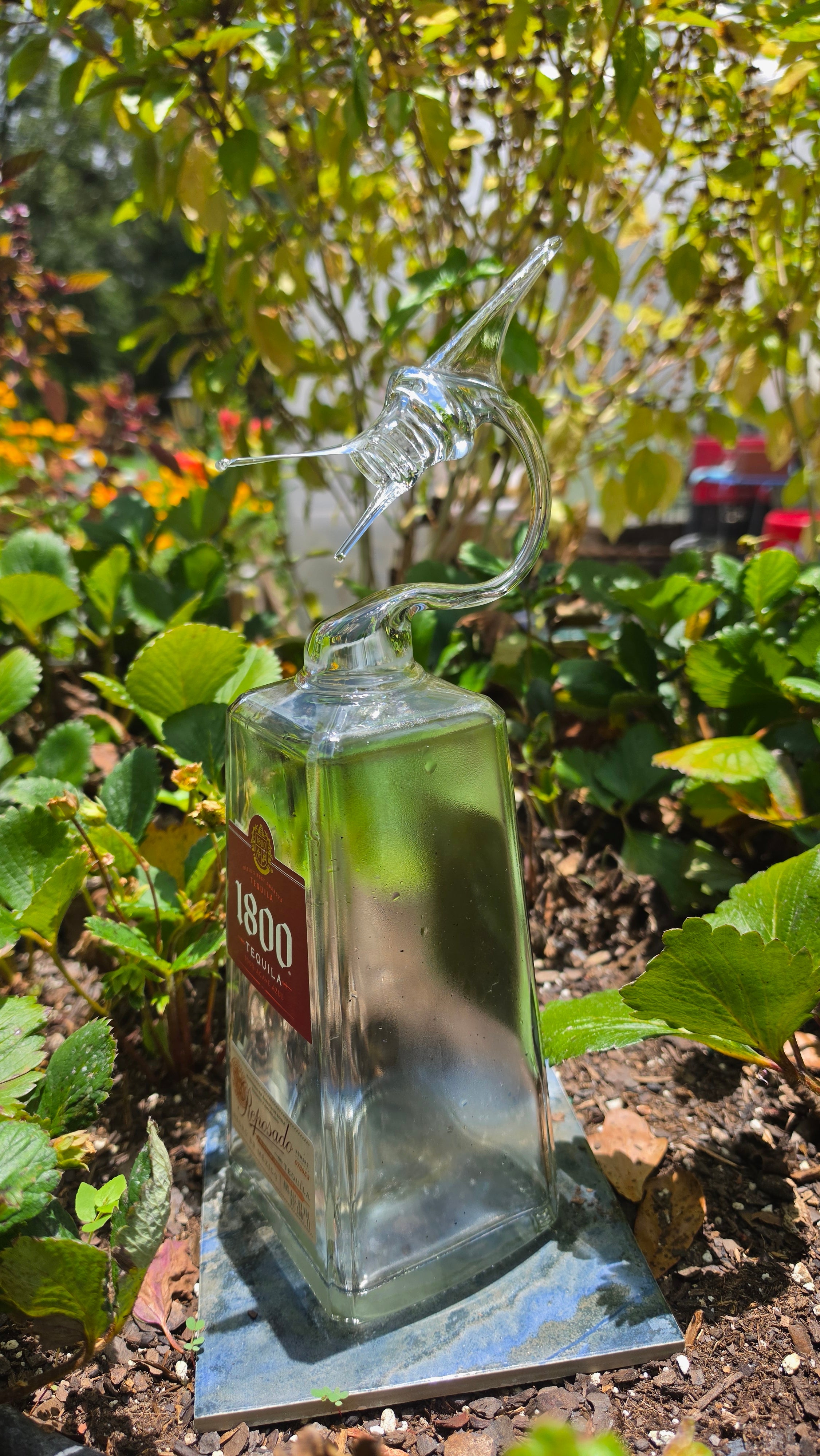 1800 Tequila Marlin Bottle Sculpture – Handcrafted Glass Art | Essenar