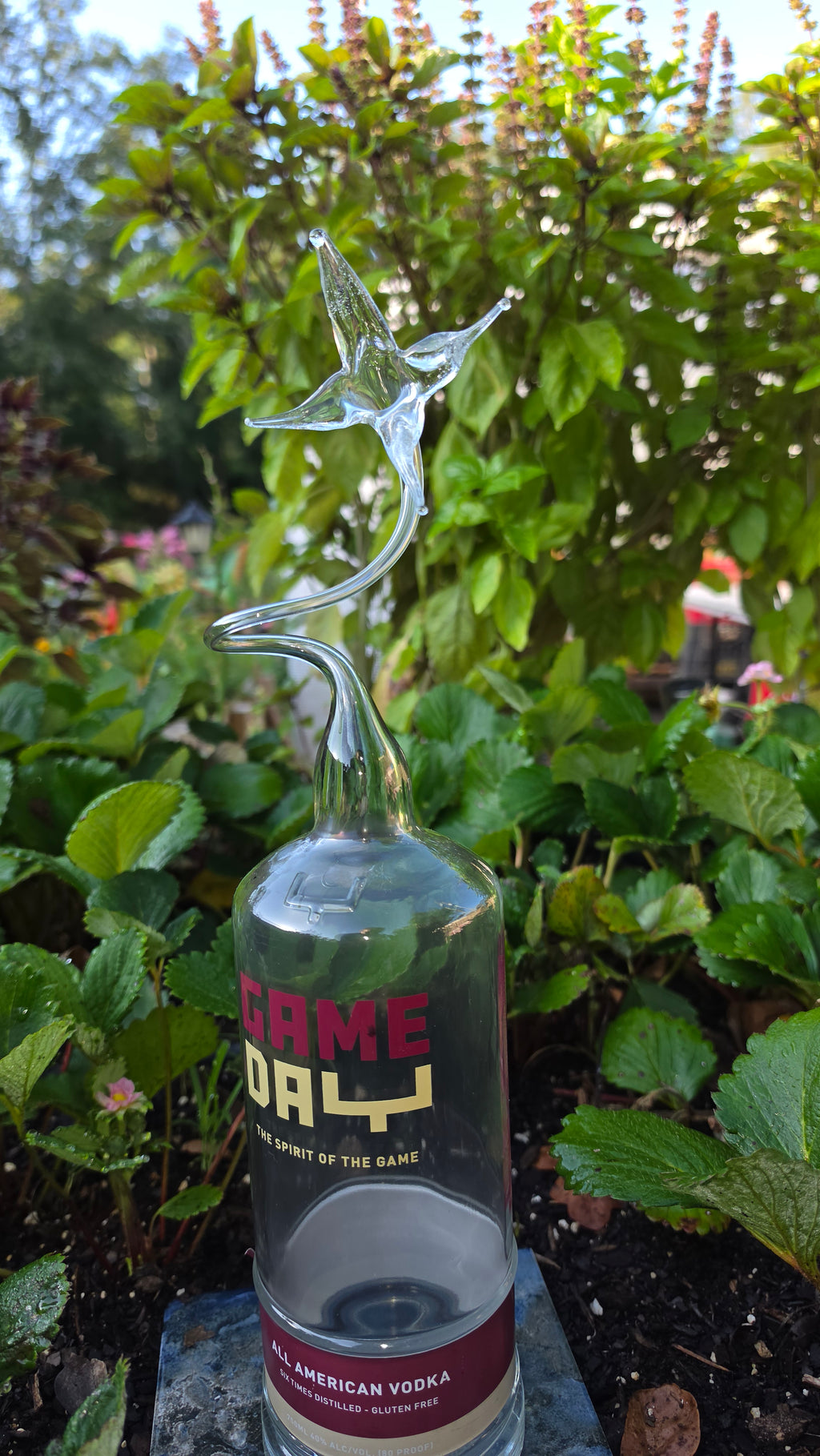 Lily Glass Bottle Sculpture – Handcrafted Floral Art Piece