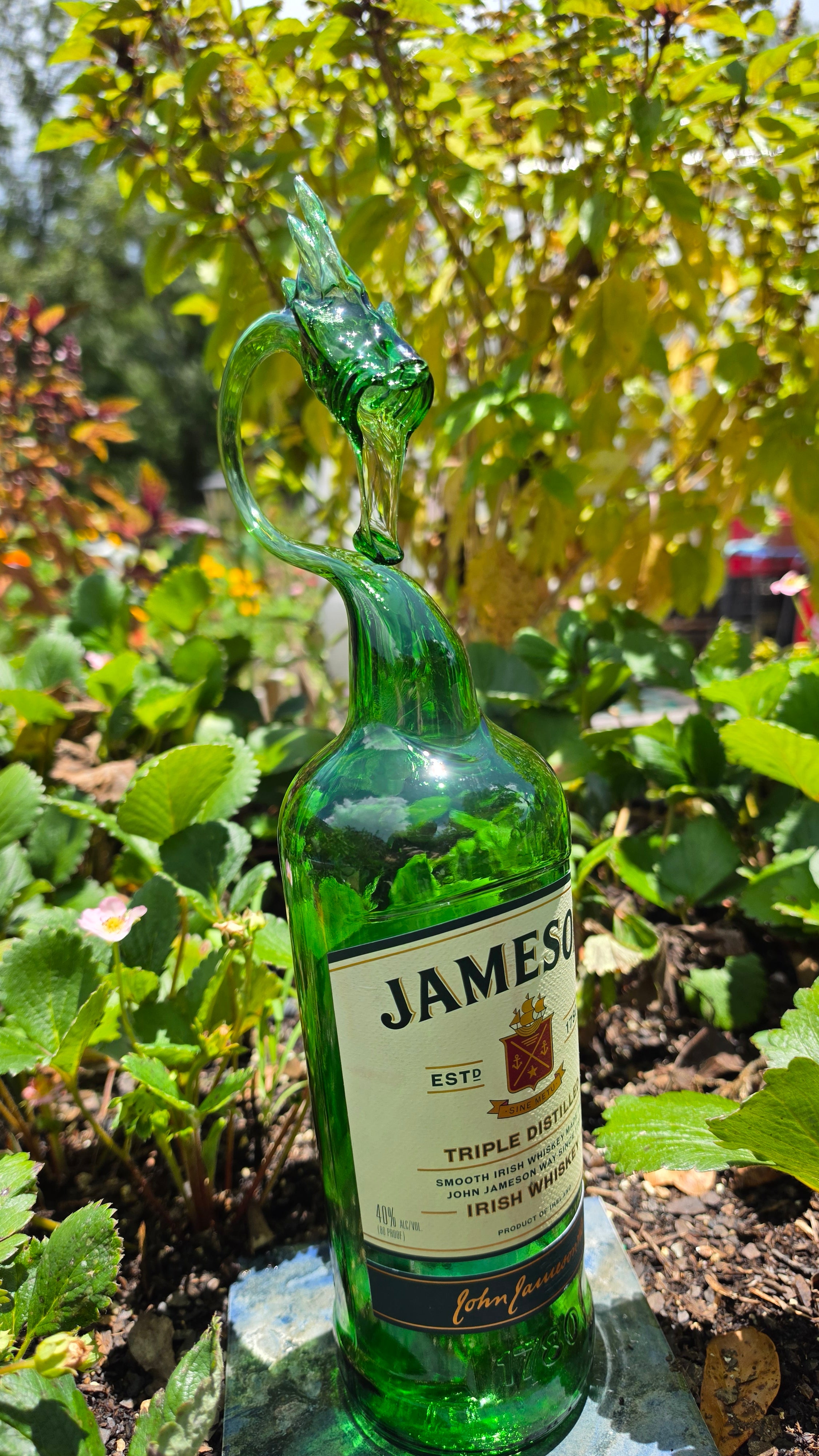 Jameson Irish Whiskey Dragon Bottle Sculpture – Handcrafted Spirits Art