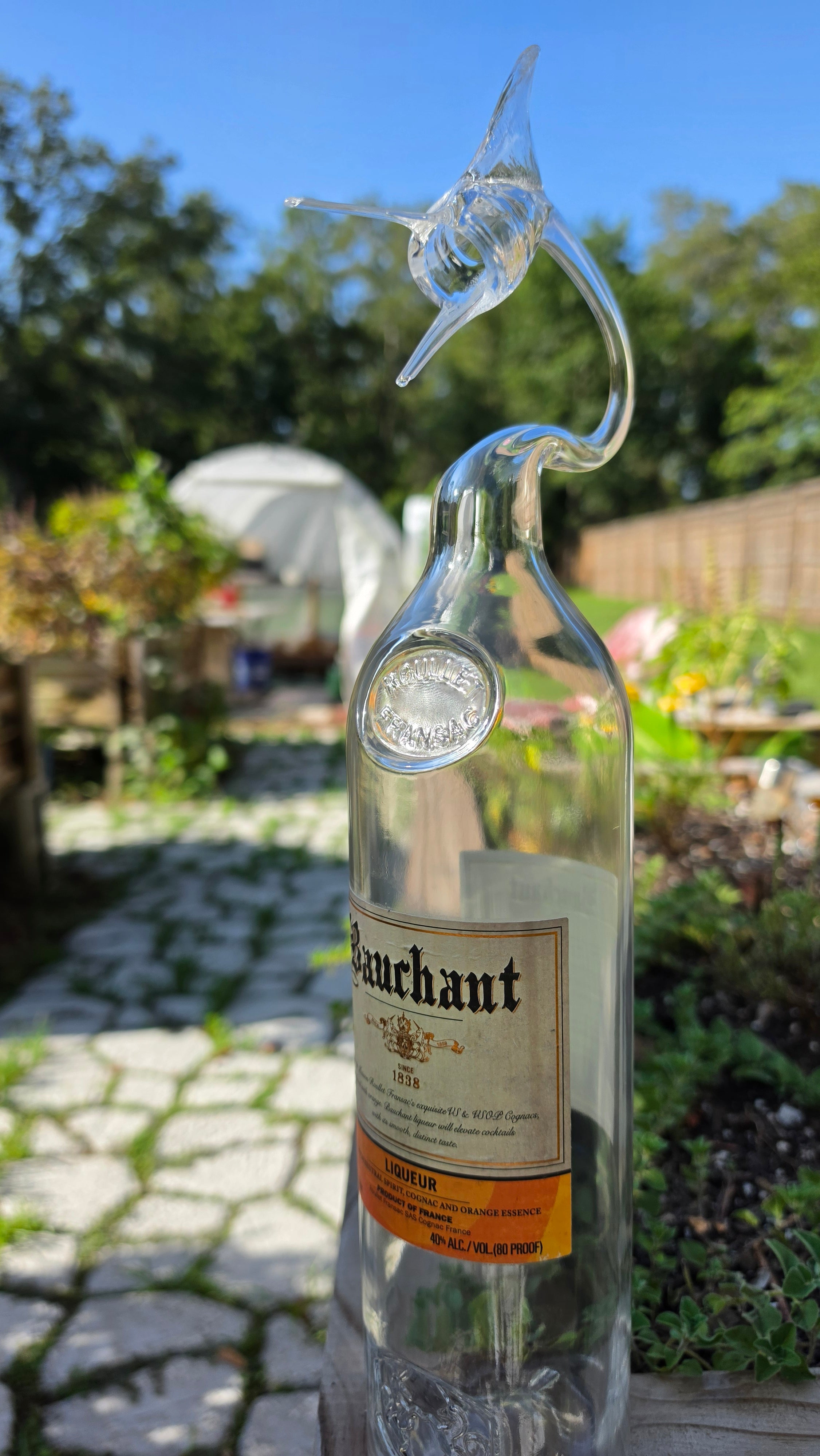 French Orange Liqueur Marlin Bottle Sculpture – Handcrafted Spirits Art