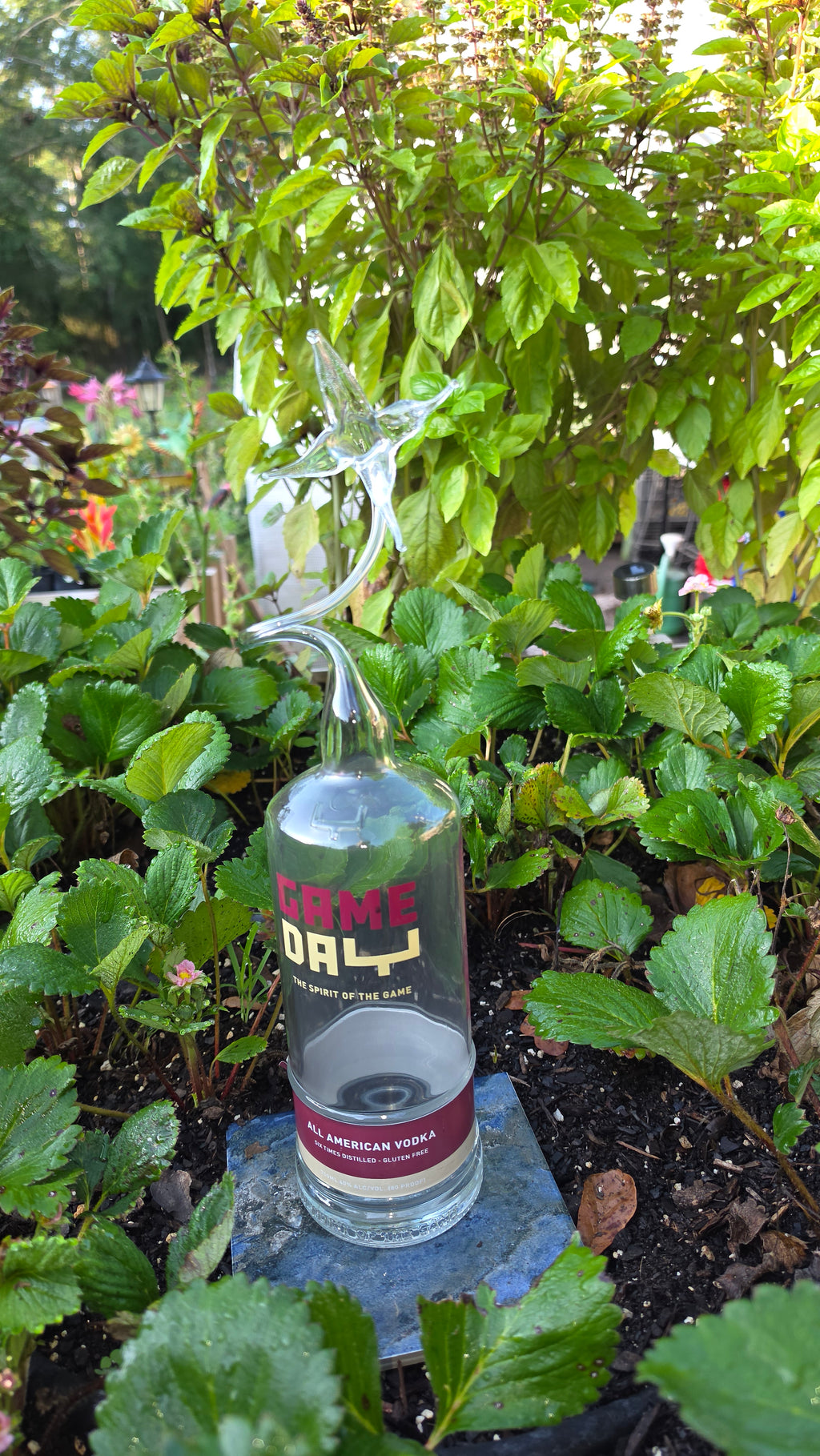 Lily Glass Bottle Sculpture – Handcrafted Floral Art Piece