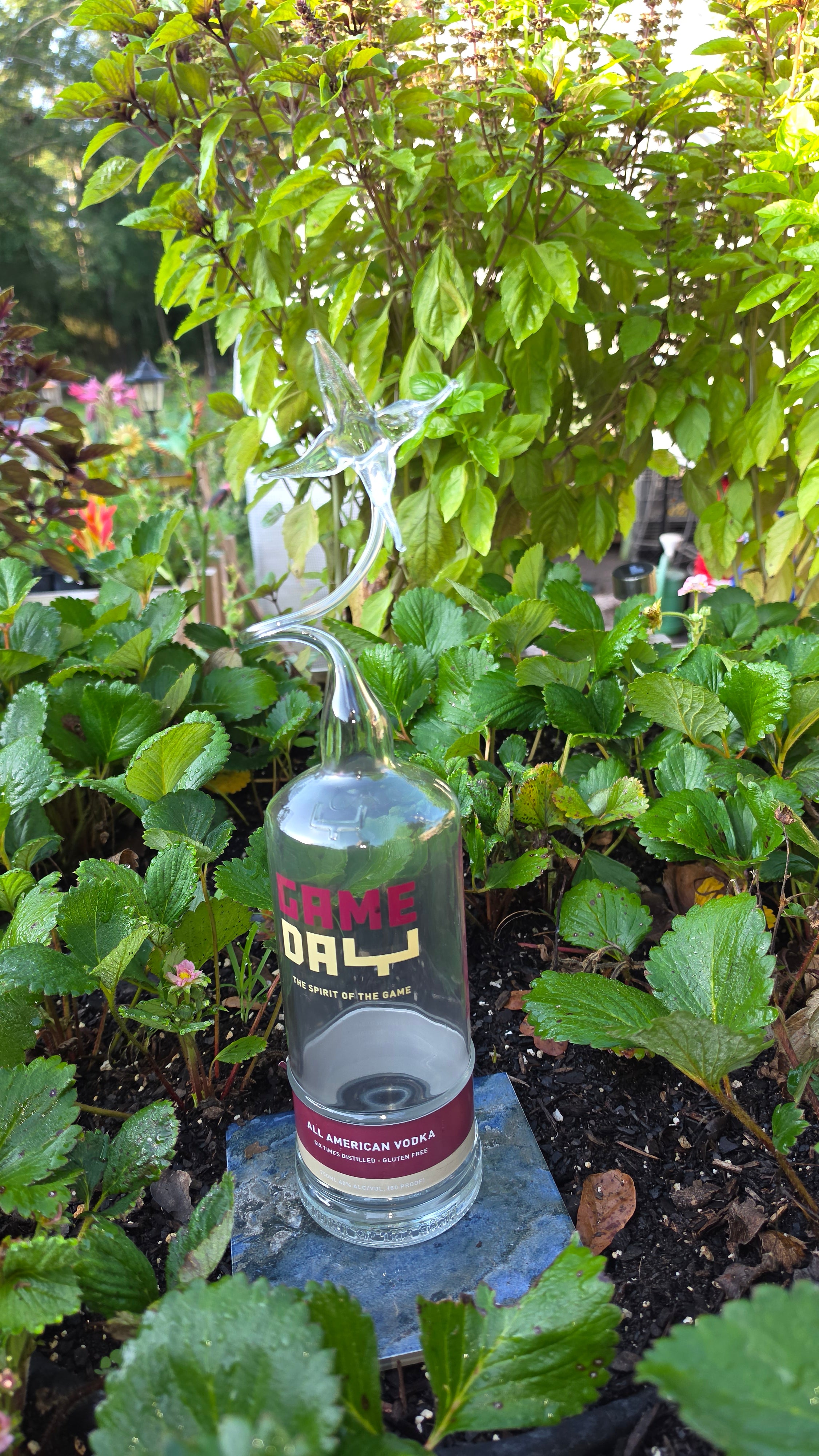 Lily Glass Bottle Sculpture – Handcrafted Floral Art Piece
