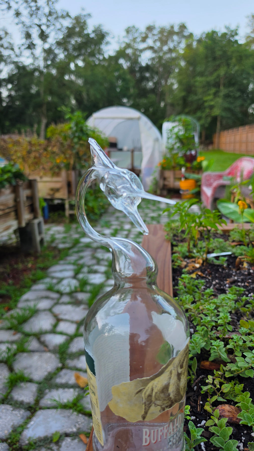 Buffalo Trace Bourbon Marlin Bottle Sculpture – Handcrafted Glass Art