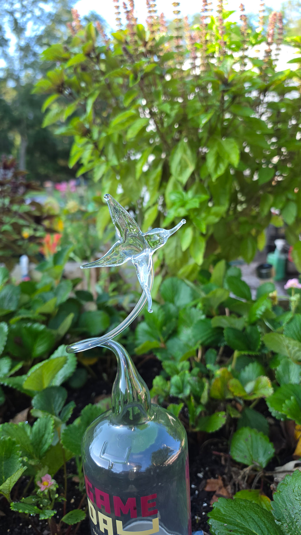 Lily Glass Bottle Sculpture – Handcrafted Floral Art Piece