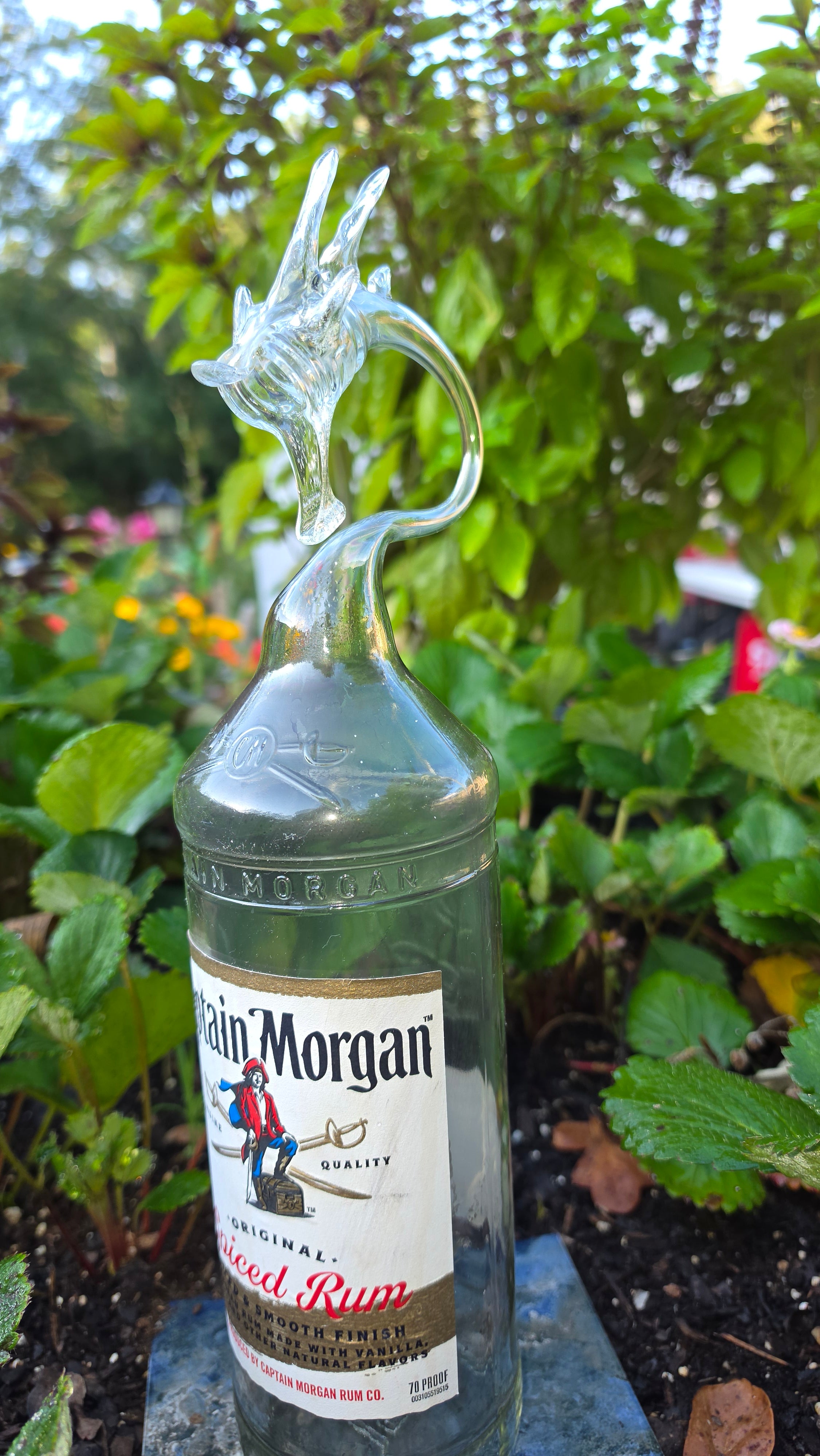 Captain Morgan Spiced Rum Dragon Bottle Sculpture – Handcrafted Bar Art | Essenar