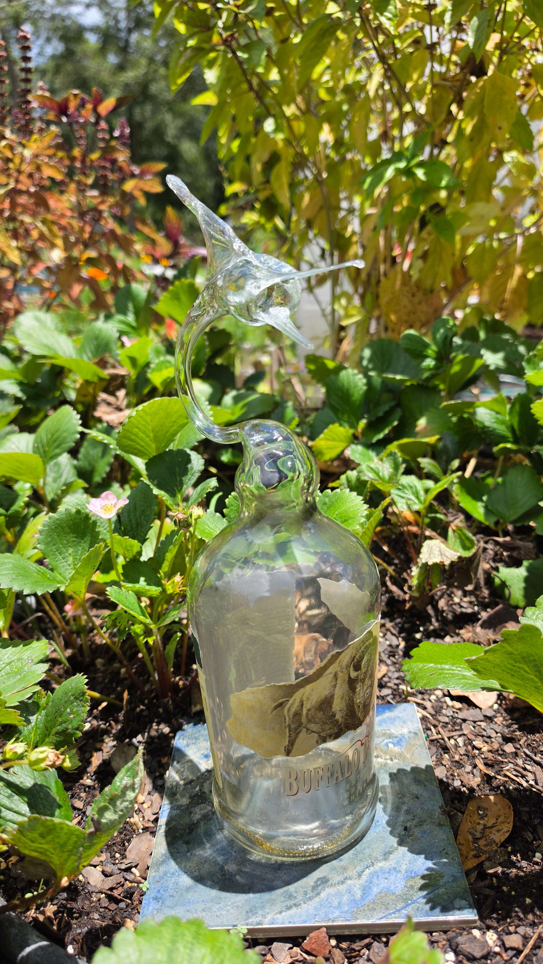 Buffalo Trace Bourbon Swordfish Bottle Sculpture – Handcrafted Spirits Art