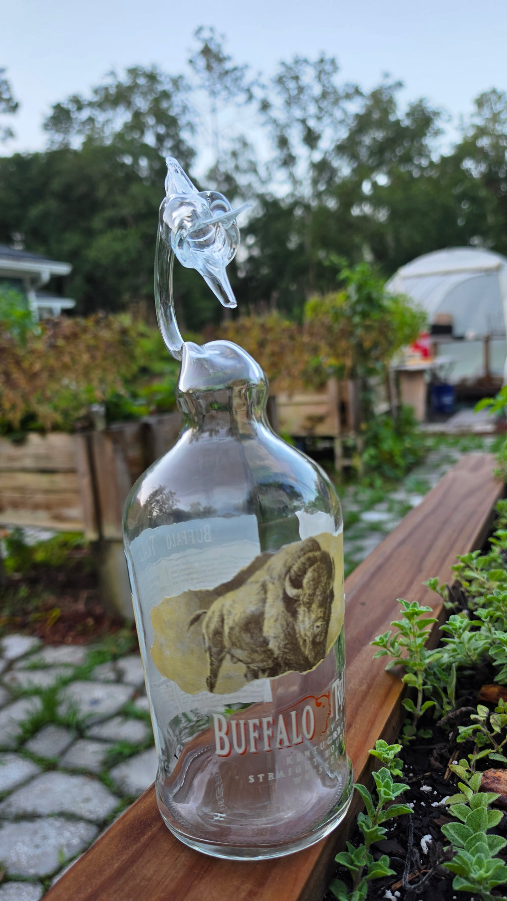 Buffalo Trace Bourbon Marlin Bottle Sculpture – Handcrafted Glass Art