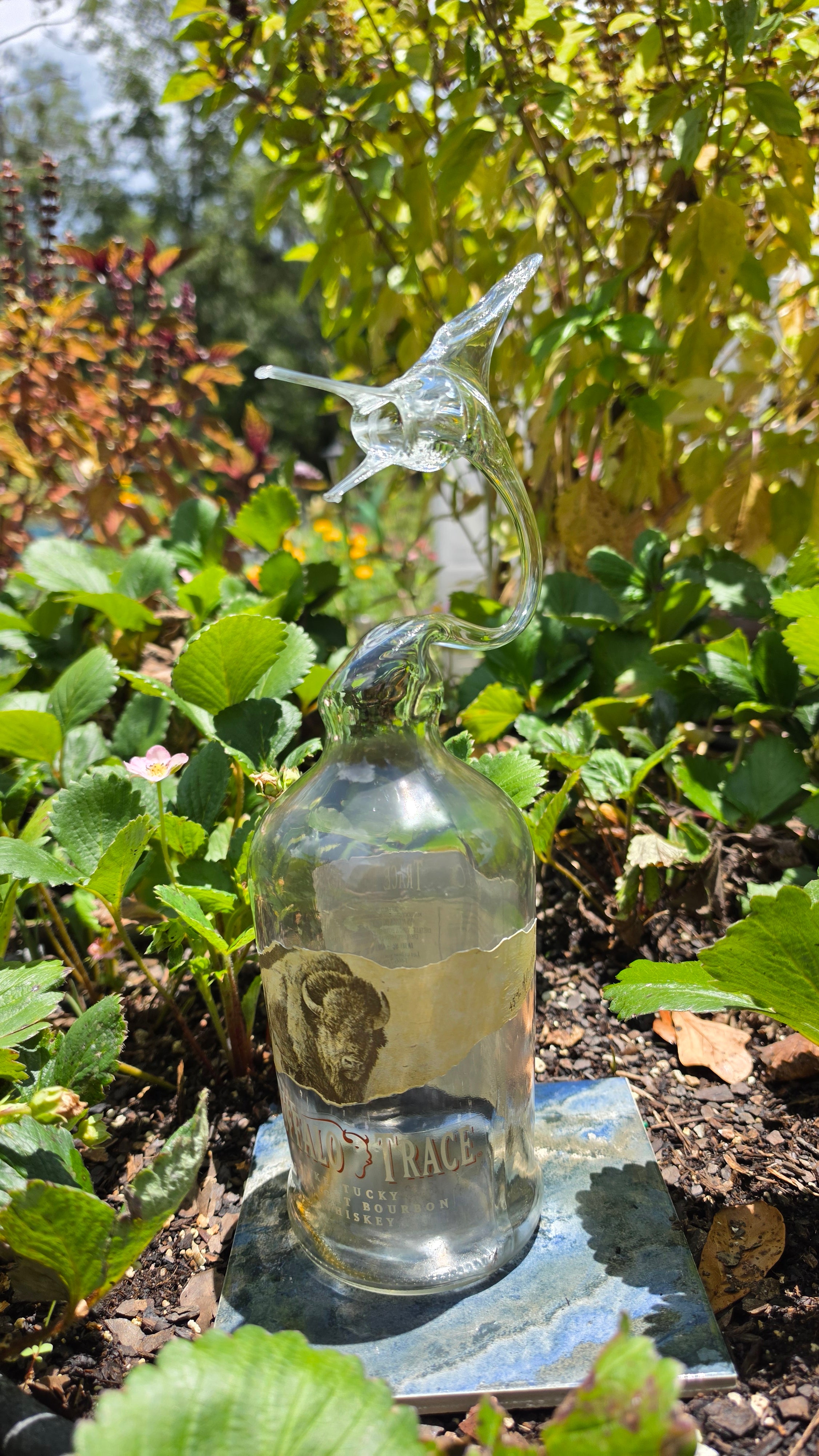 Buffalo Trace Bourbon Swordfish Bottle Sculpture – Handcrafted Spirits Art