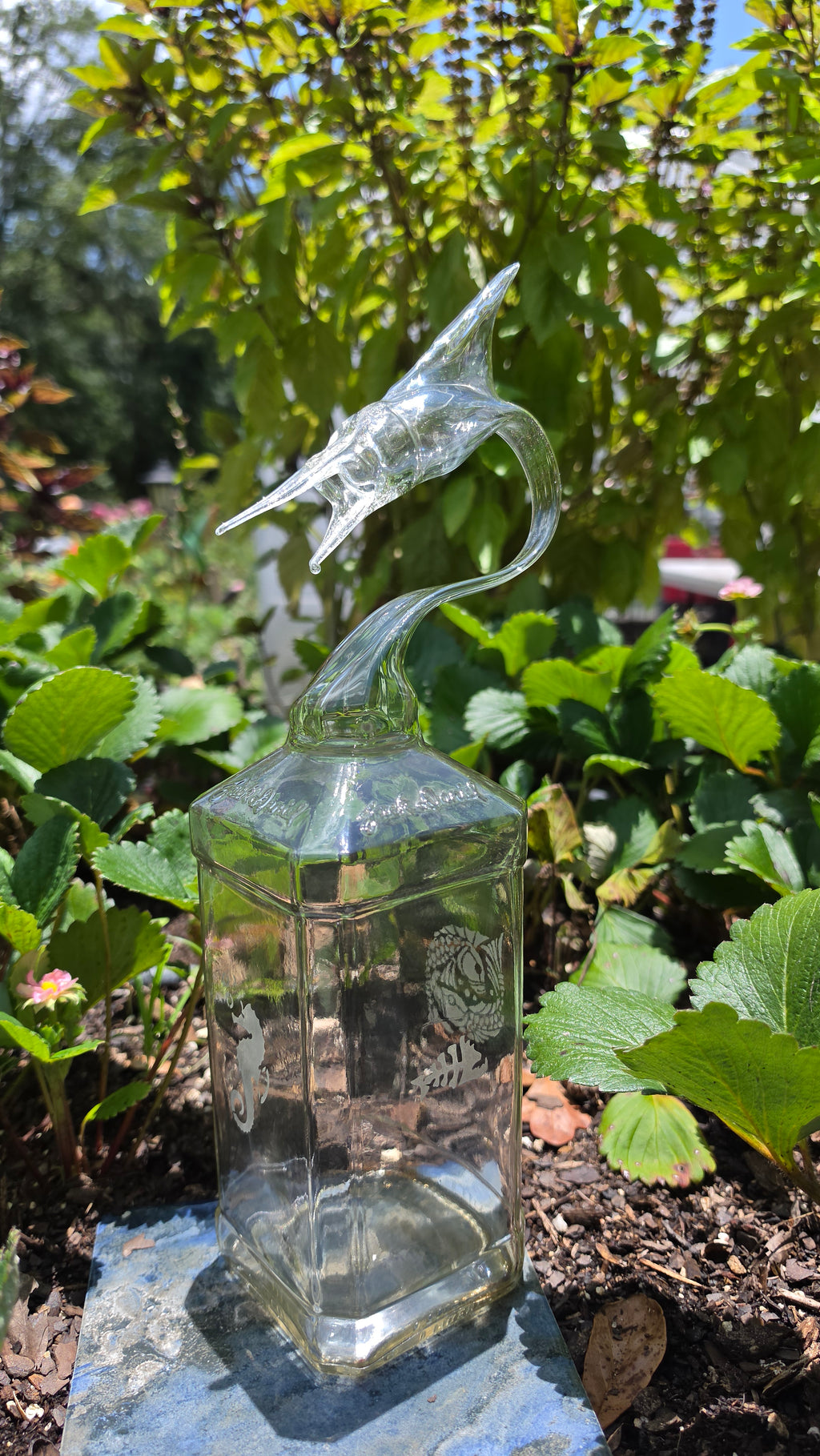 Jack Daniel's Marlin Bottle Sculpture – Handcrafted Whiskey Fishing Art