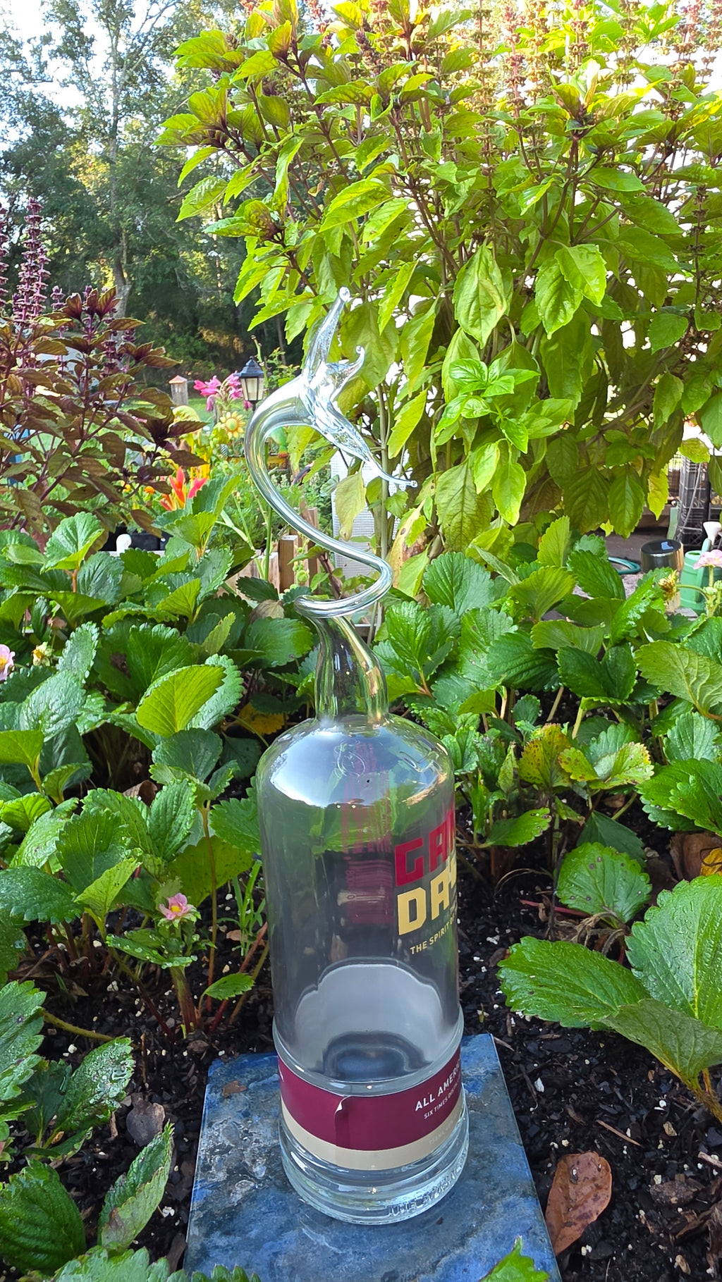 Lily Glass Bottle Sculpture – Handcrafted Floral Art Piece