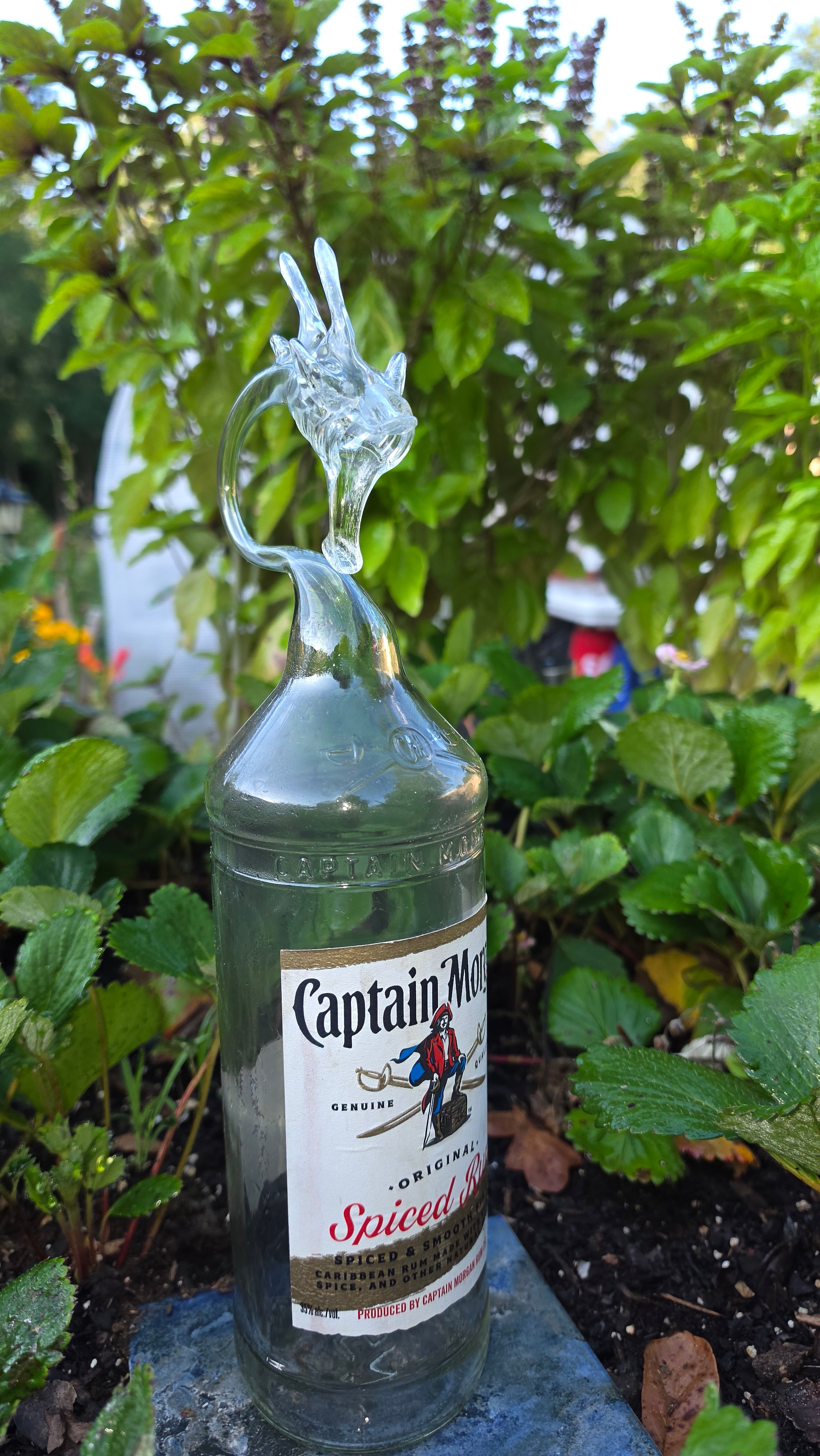 Captain Morgan Spiced Rum Dragon Bottle Sculpture – Handcrafted Bar Art | Essenar