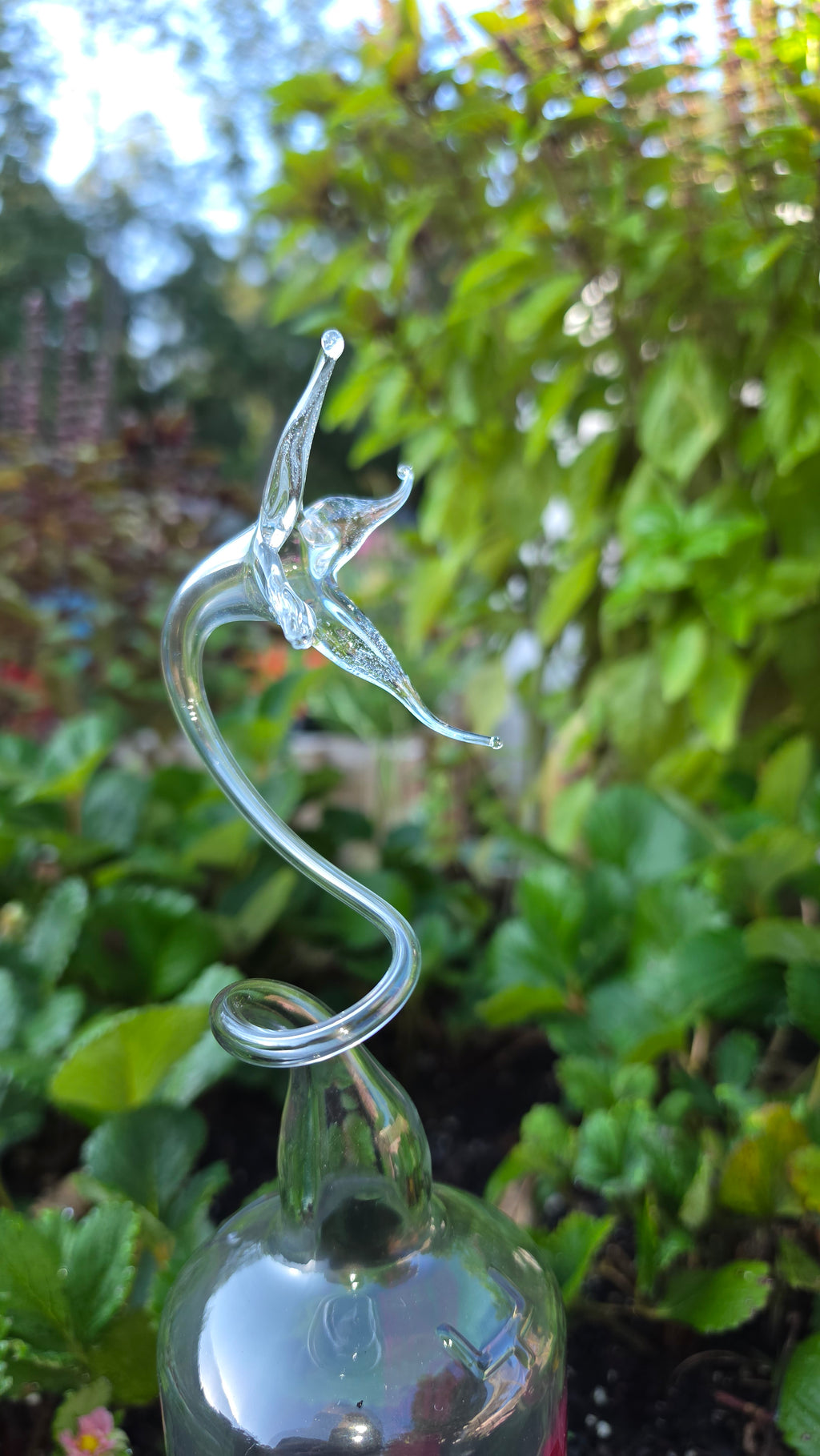 Lily Glass Bottle Sculpture – Handcrafted Floral Art Piece