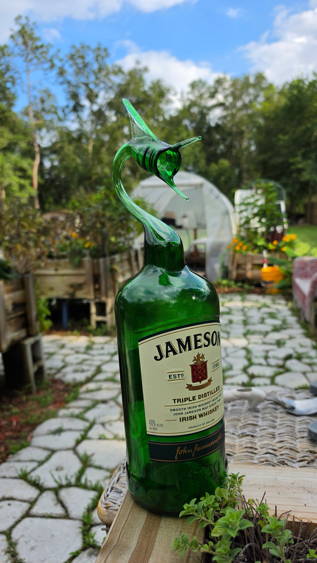 Giant Jameson Whiskey Marlin Bottle Sculpture – Handcrafted Glass Art | Essenar