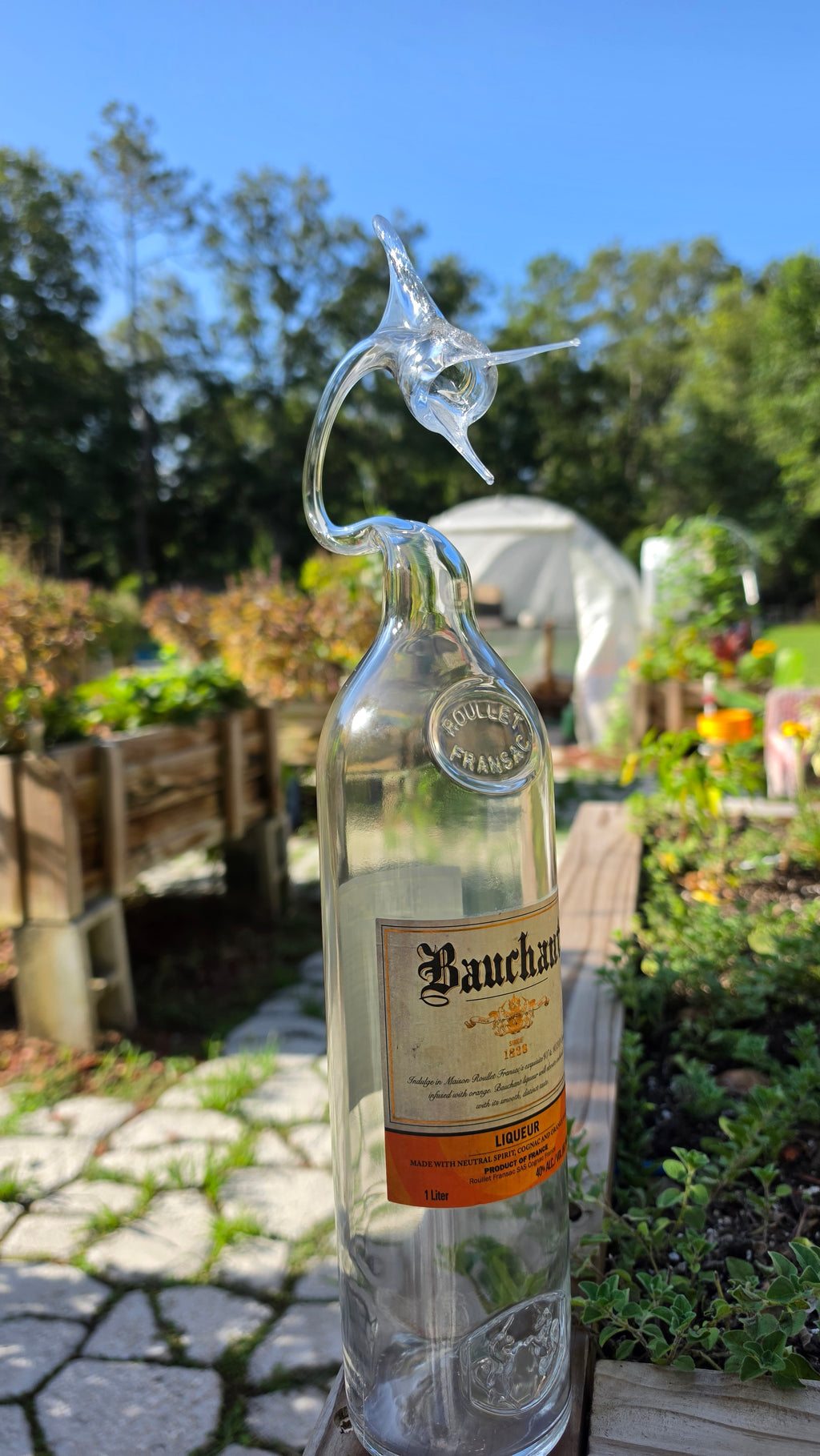 French Orange Liqueur Marlin Bottle Sculpture – Handcrafted Spirits Art