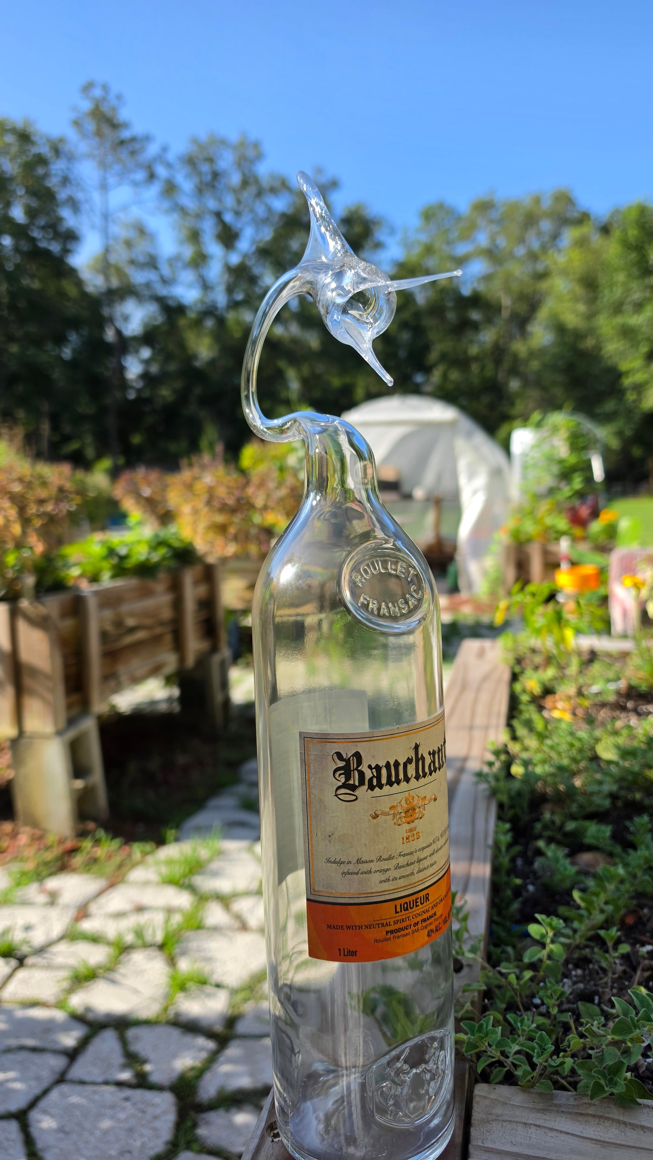 French Orange Liqueur Marlin Bottle Sculpture – Handcrafted Spirits Art